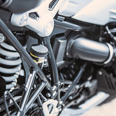 Motorcycle luxury items close-up: Motorcycle parts. Concept travel on two wheels